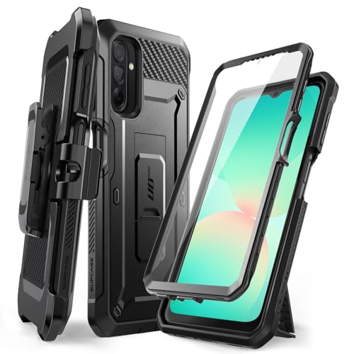 SUPCASE for Samsung Galaxy A26 5G Case with Screen Protector, Black | Built-in Kickstand, Rotating Belt-Clip, Military-Grade Drop Protection, Full-Body Rugged, Unicorn Beetle Pro - size: Galaxy A26 5G