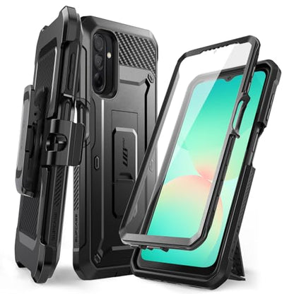 SUPCASE for Samsung Galaxy A26 5G Case with Screen Protector, Black | Built-in Kickstand, Rotating Belt-Clip, Military-Grade Drop Protection, Full-Body Rugged, Unicorn Beetle Pro - size: Galaxy A26 5G
