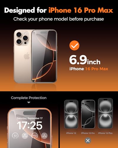 UNBREAKcable 4PCS Screen Protector for iPhone 16 Pro Max - 2 Privacy Tempered Glass+2 Clear Glass Double Shatterproof [Installation Frame] [9H Hardness] [Case Friendly] Anti-Scratch iPhone 6.9 inch - size: iPhone 16 Pro Max