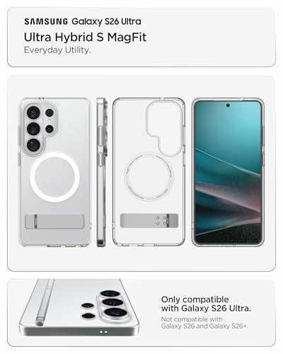 Spigen for Galaxy S26 Ultra Case, Ultra Hybrid S MagFit [Kickstand] [Compatible with MagSafe] [Fast Wireless Charging] - Clear White - size: Galaxy S26 Ultra