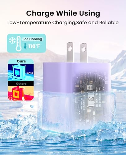 iPhone Charger Fast Charging, USB C Charger Block, 6FT/10FT Lightning Cable - color: purple