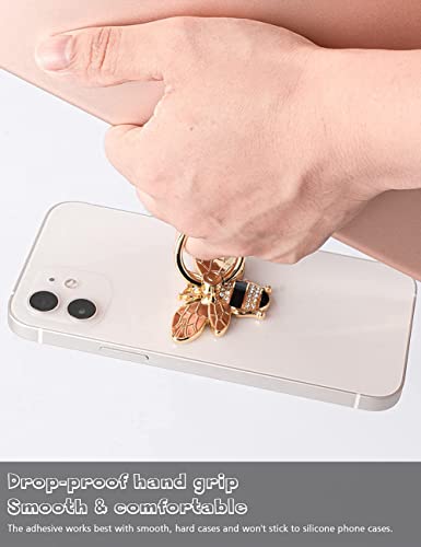 Allengel Bee Phone Ring Holder Finger Kickstand with Crystal, Cute Phone Ring Grip Holder for iPhone or Smartphone Cases, Gold Black - color: gold02