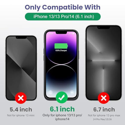 Feob Battery Case for iPhone 13/13 Pro/14,[2025 Upgraded] 7500 mAh Ultra-Slim Portable Extended Charger Cover for iPhone 13/13 Pro/14 Charging Case (6.1 Inch)-Black - color: Black