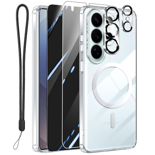 Magnetic for Samsung Galaxy S26 Ultra Case with 2X Screen Protector & Full Camera Cover [Fit for MagSafe] Metal Glossy Soft Shockproof Clear Case for Galaxy S26 Ultra Girl Women-Clear - color: Clear, size: for Samsung Galaxy S26 Ultra