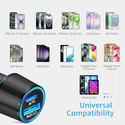 67.5W Car Charger USB C Super Fast Charge for iPhone 18 Pro Max/17/Android - color: Black, size: 3.3 ft
