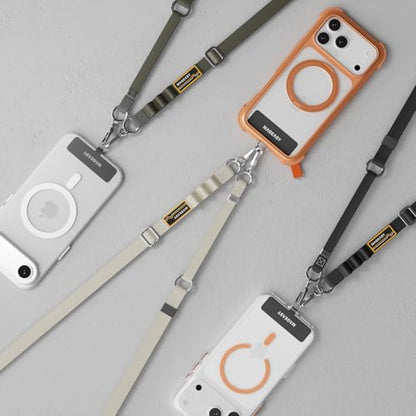 MAGEASY 2-IN-1 Cellphone Lanyard Crossbody + Wrist Strap + Phone Tether & Attachment Clips, Compatible with iPhone 16 17 Google Pixel | Clip and Go Security Strap Neck Phone Leash (Starlight) - color: Starlight