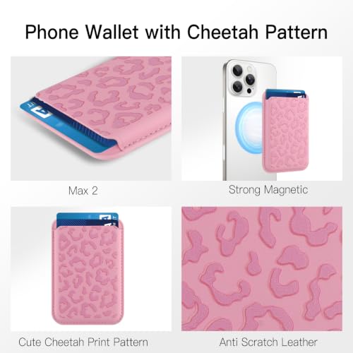 Compatible with MagSafe Wallet, Cute Cheetah Print Pattern, Pink - color: Pink Cheetah Print