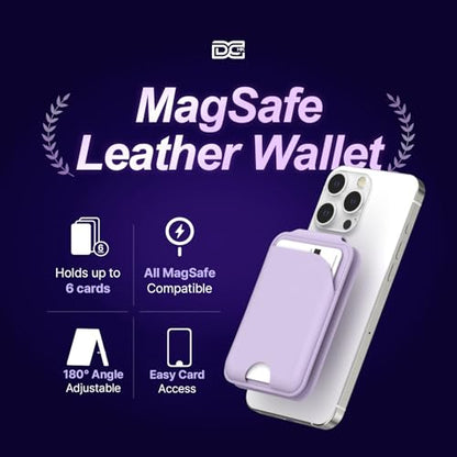 DCHK Magnetic Card Wallet, Slim Card Holder with 3 Slots, Holds up to 6 Cards, Strong Adhesion Ring Included, Compatible with Magsafe iPhone 12/13/14/15/16 (Not for Mini Models) - color: Pruple