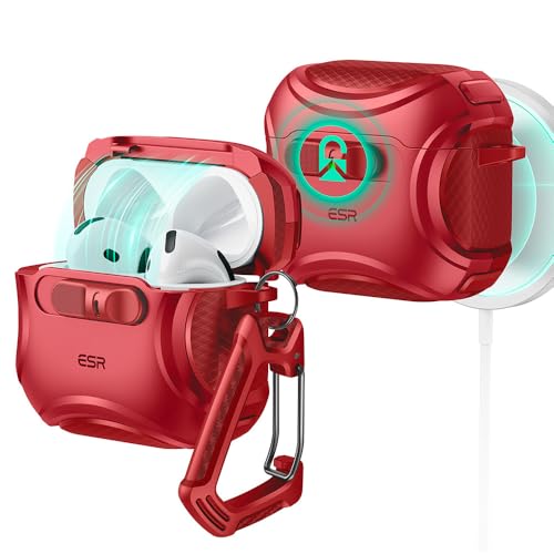 ESR for AirPods 5/4 Case, Compatible with MagSafe, Drop-Proof Lock, Red - color: Red, size: AirPods 5&4 Case