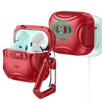 ESR for AirPods 5/4 Case, Compatible with MagSafe, Drop-Proof Lock, Red - color: Red, size: AirPods 5&4 Case