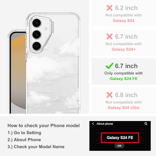 MOSNOVO Case for Samsung Galaxy S24 FE, [Buffertech 6.6ft Military-Grade Drop Protection] [Anti Peel Off Tech] Clear TPU Bumper Phone Case Cover Design - Cloud - color: Clear - Cloud, size: Samsung Galaxy S24 FE