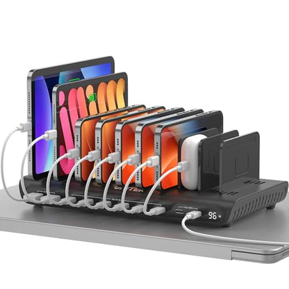 Unitek 10 Port 96W USB C Charging Station with 2X 65W PD, Fast Charger Dock - color: Black, size: 96W, Pack of 1