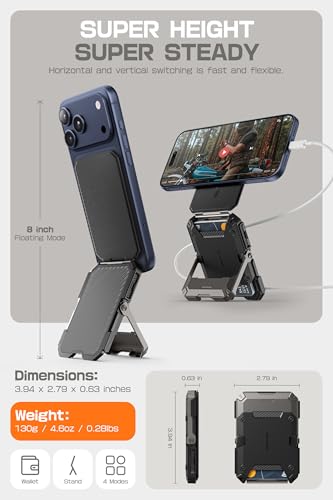 SUPCASE for MagSafe Wallet with Adjustable Stand, Hold 5 Cards, Black | RFID Blocking, Strong Magnetic Lock, Magnetic Wallet for Men, Phone Card Holder Tripod for iPhone 17/16/15/14/13/12 Series - color: Black