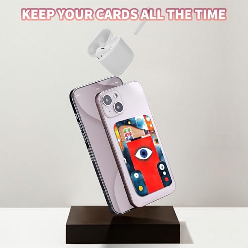 Phone Credit Card Holder Stick on, Cell Phone Pocket Self Adhesive Stretchy Stick on Wallet ID Credit Card Case Pouch Sleeve with Flap for All Smartphones, Artistic Eyes - color: Artistic Eyes
