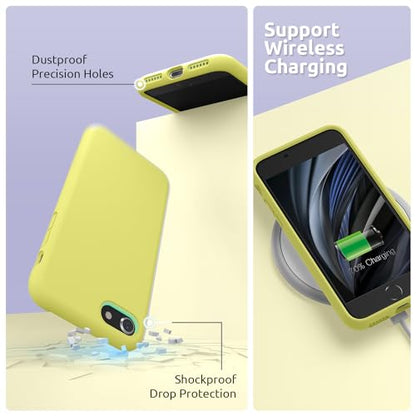 SURPHY Designed for iPhone SE Case, iPhone 8 Case, iPhone 7 Case, Liquid Silicone Phone Case for iPhone se 3rd 2nd SE 2022 SE 2020, Yellow - color: Yellow