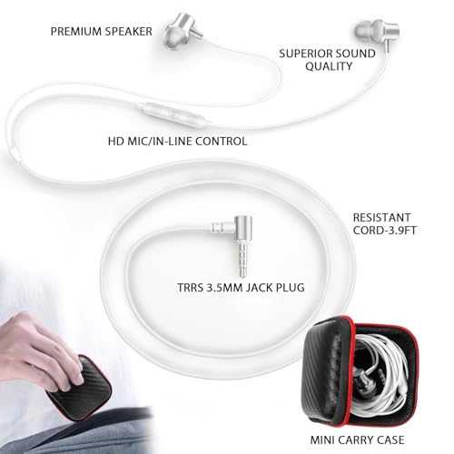 ASKUBSKU Wired Earbuds with Mic for School Chromebook Laptop PC, Silver - color: Silver