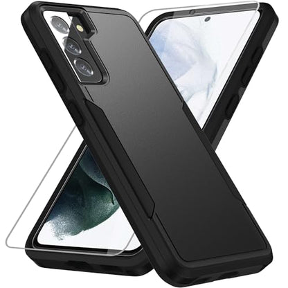 for Samsung Galaxy S21 Plus Case,with HD Screen Protector [Military Grade Drop Tested] Heavy-Duty Tough Rugged Shockproof Protective Case for Samsung S21 Plus, Black - color: Black