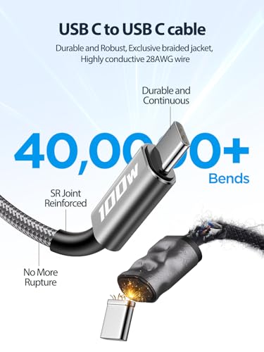 Aioneus USB C to USB C Cable 【6FT 2Pack】 100W USBC to USBC Fast Charging - color: Silver-Gray