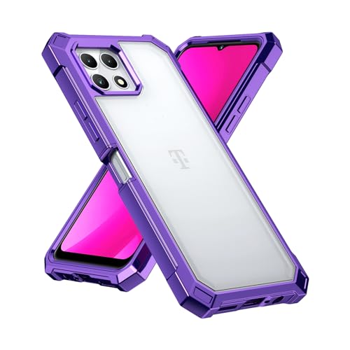 Ailiber for T-Mobile REVVL 7 5G Phone Case, with Screen Protector, Dual Layer Shockproof Bumper, Clear Transparent [Anti Yellowing], Slim Scratch-Resistant Cover for Metro REVVL 7 5G-Purple - color: Crystal Clear & Purple