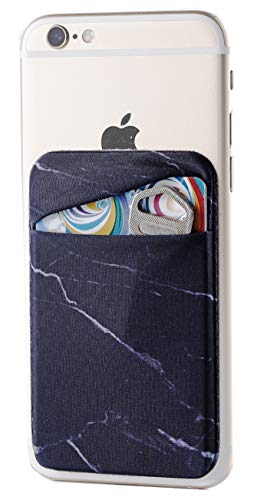 2Pack Marble Adhesive Phone Pocket,Cell Phone Stick On Card Wallet Sleeve,Credit Cards/ID Card Holder(Double Secure) with Sticker for Back of iPhone,Android and All Smartphones-Black - color: Black Marble