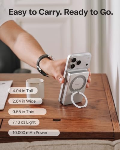 TORRAS Ostand MiniMag 10000mAh Magnetic Power Bank with Stand for iPhone 18 - color: White