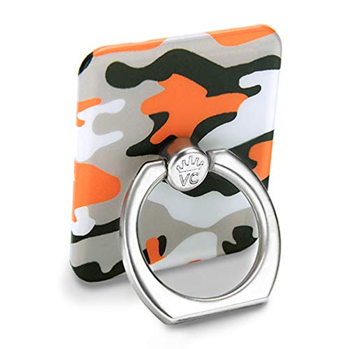 Velvet Caviar Cell Phone Ring Holder - Finger Ring & Stand - Improves Phone Grip Compatible with iPhone, Galaxy and Most Cases (Except Silicone/Leather) - Orange Camo - color: Orange Camo