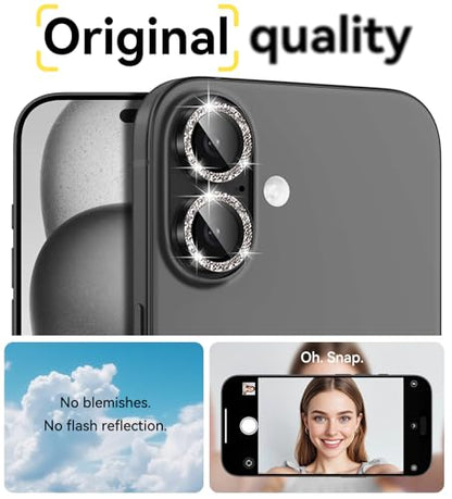 Matekxy for iPhone 17 Camera Lens Protector Glitter Individual Cover - color: Black