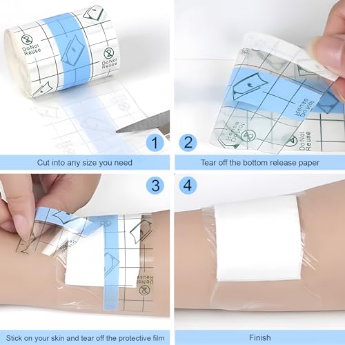 Waterproof Bandages Transparent Film Dressing, 4 Inch x 10.94 Yard - Second Skin Healing Protective, Clear Adhesive Bandages Shower Shield Dressing Tape for Tattoos Aftercare Swimming - size: 4 Inch x 10.94 Yard