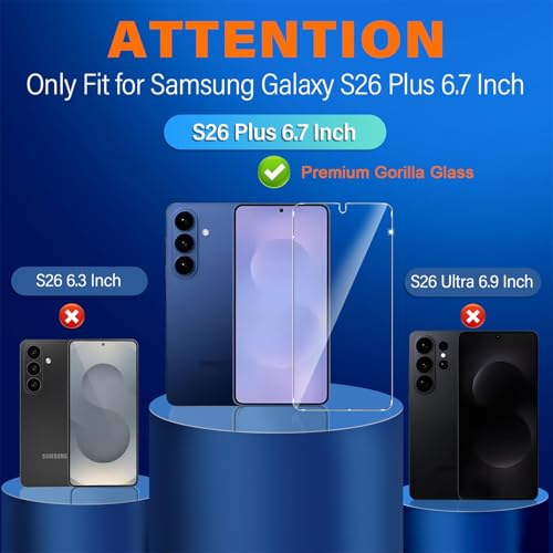 firtstnow 3 Pack for Samsung Galaxy S26 Plus Screen Protector Tempered Glass + 3 Pack Camera Lens Protector, Military Grade Shatterproof, 9H Hardness, Fingerprint Unlock, Case Friendly 6.7 Inch