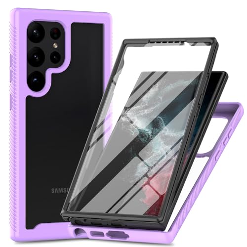 for Samsung Galaxy S26 Ultra 5G Case, for Samsung S26 Ultra Phone Case with Built-in Screen Protector Clear Slim Cover Shockproof Rugged Heavy Duty Bumper Full Body Protective Case, Purple - color: Purple, size: Samsung Galaxy S26 Ultra