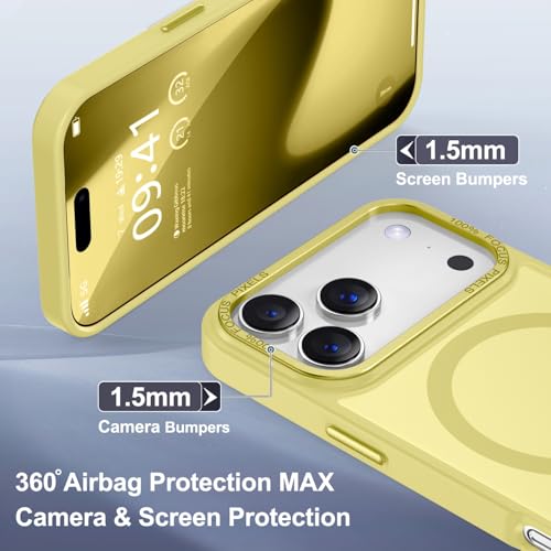 Newfuture Magnetic for iPhone 17 Pro Max Case Matte Shockproof, Yellow | Military Drop Protection, Slim Matte Anti-Fingerprint, Compatible with Magsafe, Camera Guard, Translucent Protective Cover - color: Yellow, size: iPhone 17 Pro Max 6.9 inch