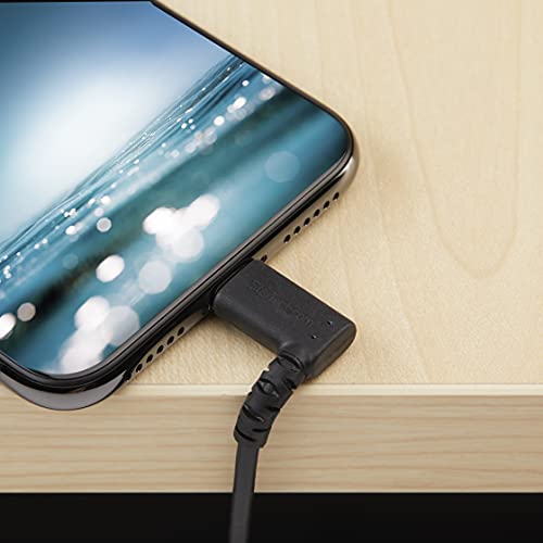 StarTech 3.3ft/1m Angled USB-A to Lightning Cable, Black (RUSBLTMM1MBR) - color: Black, size: 1m
