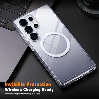 Maledan for Samsung Galaxy S25 Ultra Case Crystal Clear - Compatible with Magsafe S25 Ultra Case Transparent Slim Magnetic Samsung S25 Ultra Case Military Shockproof Accessories, Anti-Yellowing Clear - color: Crystal Clear