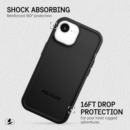 Pelican Protector iPhone 16e/15/14/13 Case -Rugged MagSafe Phone Case-Black | Magnetic Phone Case w/16ft Military-Grade Drop Protection - Anti-Scratch, Heavy Duty Phone Cover for iPhone 16e/15/14/13 - color: Black - P, style: Protector