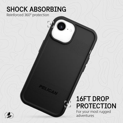 Pelican Protector iPhone 16e/15/14/13 Case -Rugged MagSafe Phone Case-Black | Magnetic Phone Case w/16ft Military-Grade Drop Protection - Anti-Scratch, Heavy Duty Phone Cover for iPhone 16e/15/14/13 - color: Black - P, style: Protector