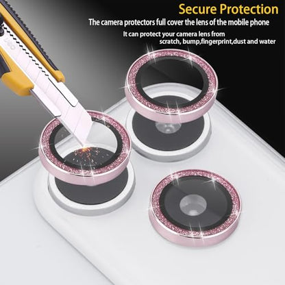 Camera Lens Protector for iPhone 17 Pro/17 Pro Max, Glitter Pink - color: Glitter Pink