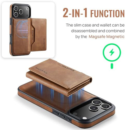 K2 2 in 1 Detachable Magnetic Phone Cases Compatible with iPhone 17 Pro Max Case with Card Holder RFID Blocking, Compatible with Magsafe Wallet, Leather 6.9'' (Brown, iPhone 17 Pro Max) - color: Brown, size: iPhone 17 Pro Max