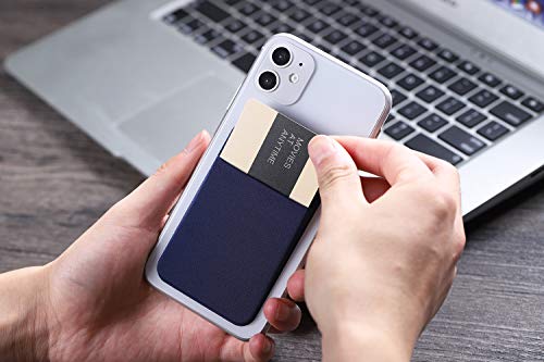 3Pack Cell Phone Card Holder Pocket Sticker Stretchy Cloth for Back of Phone with Flap Credit/ID Card Sleeve Adhesive Stick on Wallet for iPhone,Android All Smartphones (Black,Navy Blue,Light Blue) - color: Black,Navy Blue,Light Blue