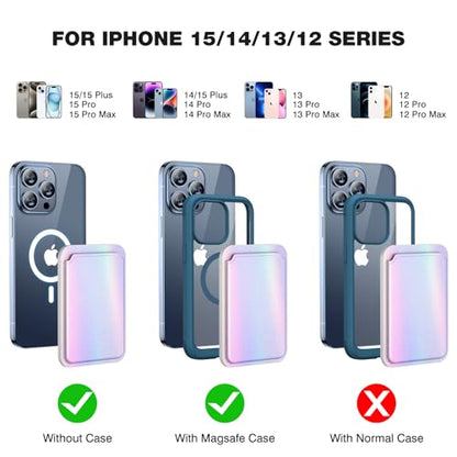miracase for MagSafe Wallet, Magnetic Card Wallet Holder, Compatible with MagSafe Wallet, 3-Card Holder, for iPhone 15/14/13/12 Series,Rainbow - color: C-Rainbow, style: Basic Wallet
