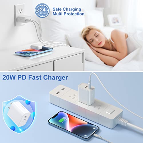 USB C Fast Charger Block, 3 Pack 20W Dual Port USB C Charging Block Brick - color: White