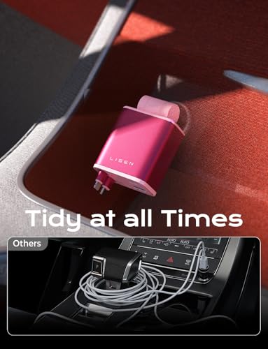LISEN Retractable Car Charger, Pink-White - color: White-Pink, size: 31.5 Inch