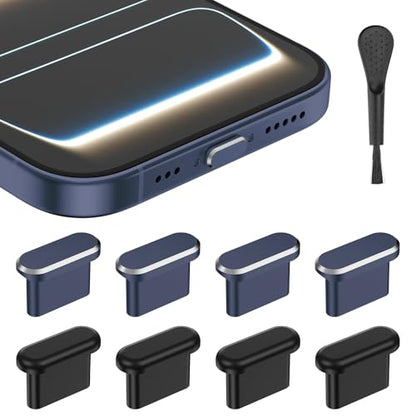 USB C Dust Plug for iPhone 17 Series,4Pcs Aluminum+4Pcs Silicone,Deep Blue - color: Blue