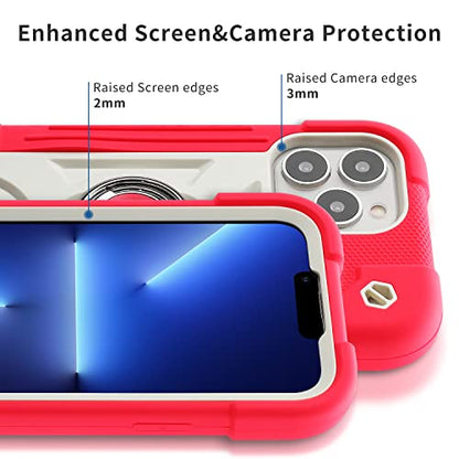 MARKILL Compatible with iPhone 13 Pro Max Case 6.7 Inch with Ring Stand, Heavy-Duty Military Grade Shockproof Phone Kids Cover for iPhone 13 Pro Max Hot Pink - color: Hot Pink, size: iPhone 13 Pro Max 6.7"
