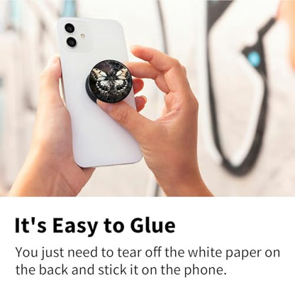 2 Pack Cell Phone Grip with Expanding Kickstand, Gray Butterfly - color: Gray Butterfly