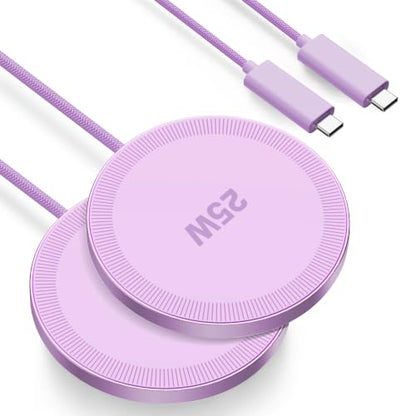 MagSafe 25W Magnetic Wireless Charger Fast Charging Pad for iPhone - color: Light Violet