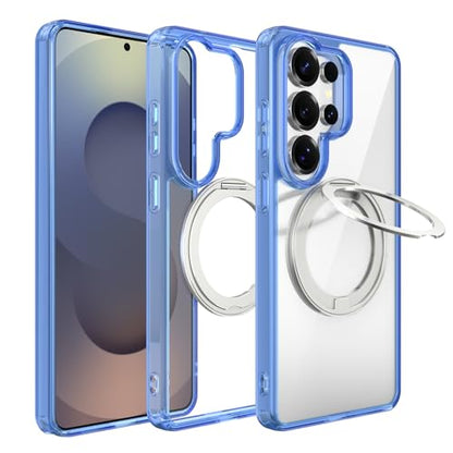 Magnetic Case for Samsung Galaxy S26 Ultra 5G Phone 2026 | with Rotating Kickstand | Non-Yellowing Transparent Clear | Slim Thin | Wireless Charging | Shockproof Protection (Blue) - color: Blue, size: S26 Ultra