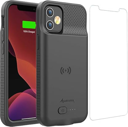 Alpatronix Battery Case for iPhone 12 Pro & iPhone 12 (6.1 inch), Strong Slim Portable Protective Extended Charging Cover with Wireless Charging, Lightning Input, Apple Pay, CarPlay- Matte Black - size: iPhone 12 Pro & iPhone 12 (6.1 inch)
