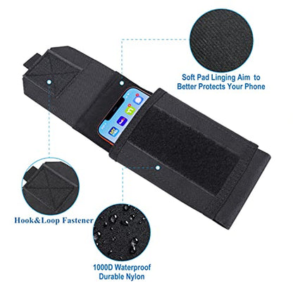 Black Tactical Molle Cellphone Pouch Case,Heavy Duty Waterproof Phone Holster Bag for iPhone 11 12 13 Pro Max Samsung S22 S21 S20 FE Note 20 10 A13 A12 A52 Less 6.7" Phone with 2 Pack Patches - color: Black & 2 Mixed Patches