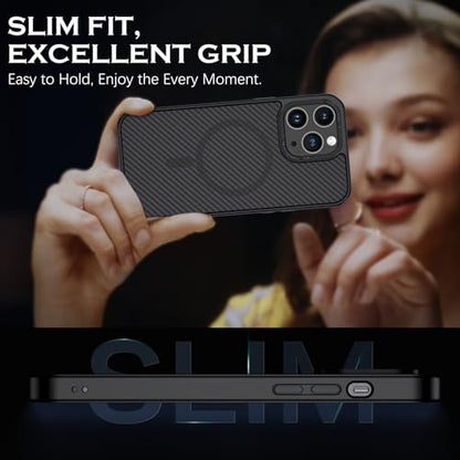 YINLAI Case for iPhone 14 Pro Max 6.7-Inch, Carbon Fiber Texture, Black
