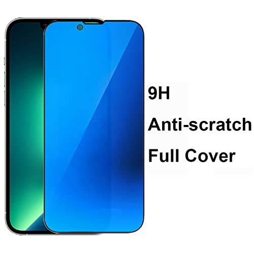 2 PCS Anti-Blue Privacy Tempered Glass Mirror Anti-Spy Screen Protector Anti-Peeping Film Compatible with iPhone 14 Plus /iPhone 13 Pro Max, 6.7 inch Electroplated 9H Hardness Anti-scratch (Blue) - size: For iPhone 13 Pro Max/ iPhone 14 Plus